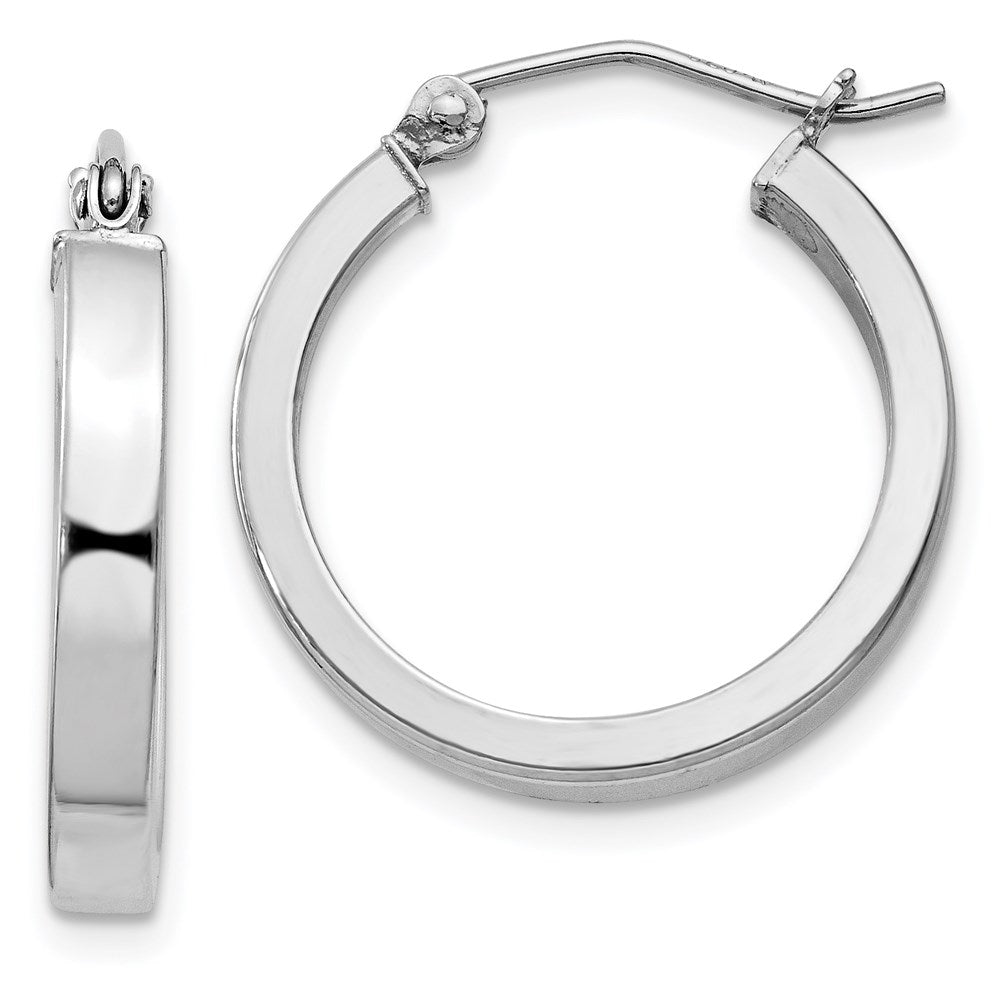 Sterlingsilber Rhodiniert Konkav 3x1x20mm Rectangular Röhre Creolen