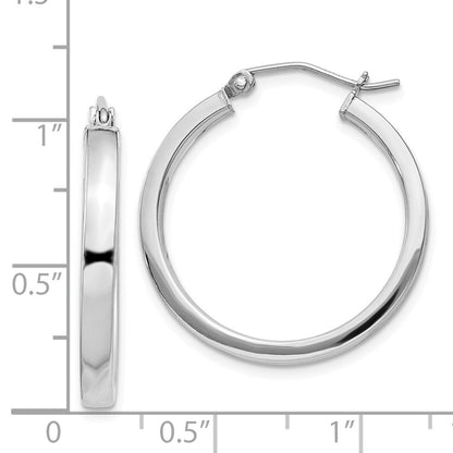 Sterlingsilber Rhodiniert Konkav 3x1x25mm Rectangular Röhre Creolen