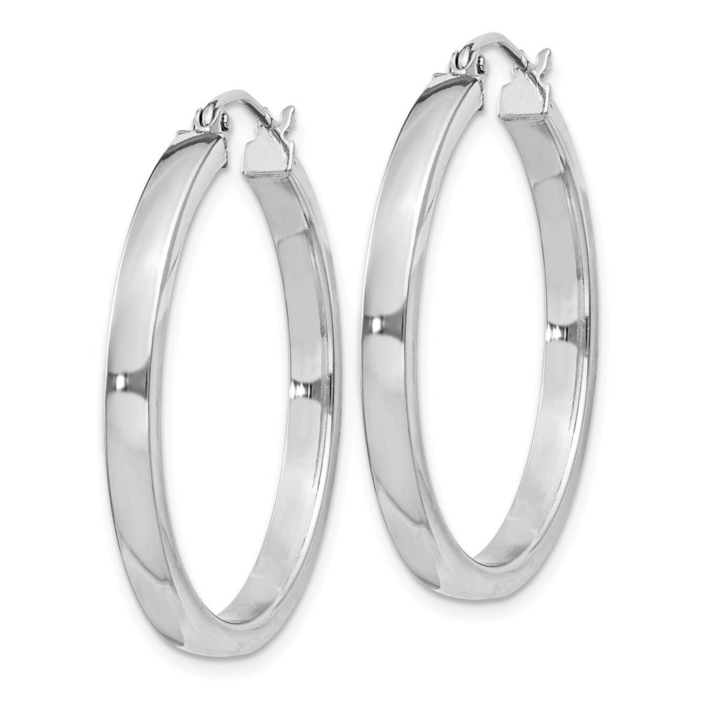 Sterlingsilber Rhodiniert Konkav 3x1x30mm Rectangular Röhre Creolen
