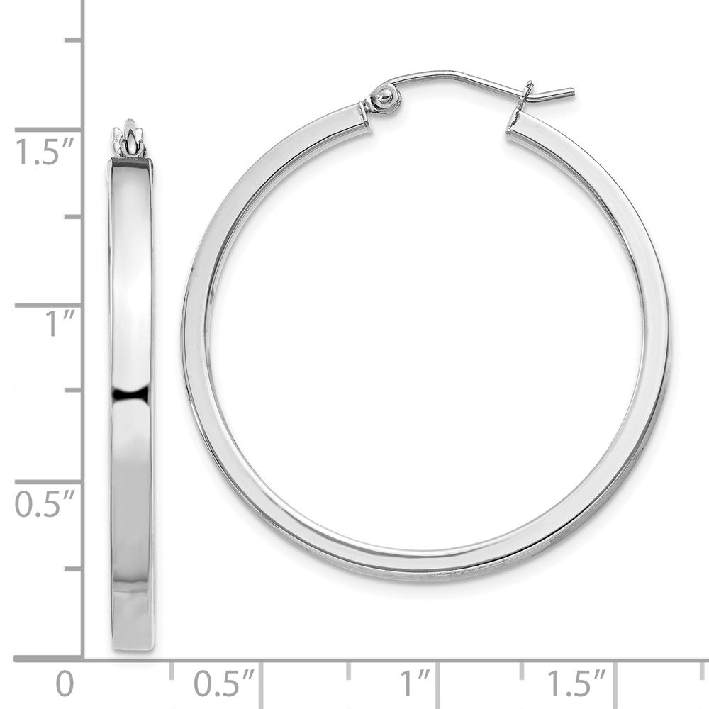 Sterlingsilber Rhodiniert Konkav 3x1x35mm Rectangular Röhre Creolen