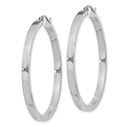 Sterlingsilber Rhodiniert Konkav 3x1x40mm Rectangular Röhre Creolen
