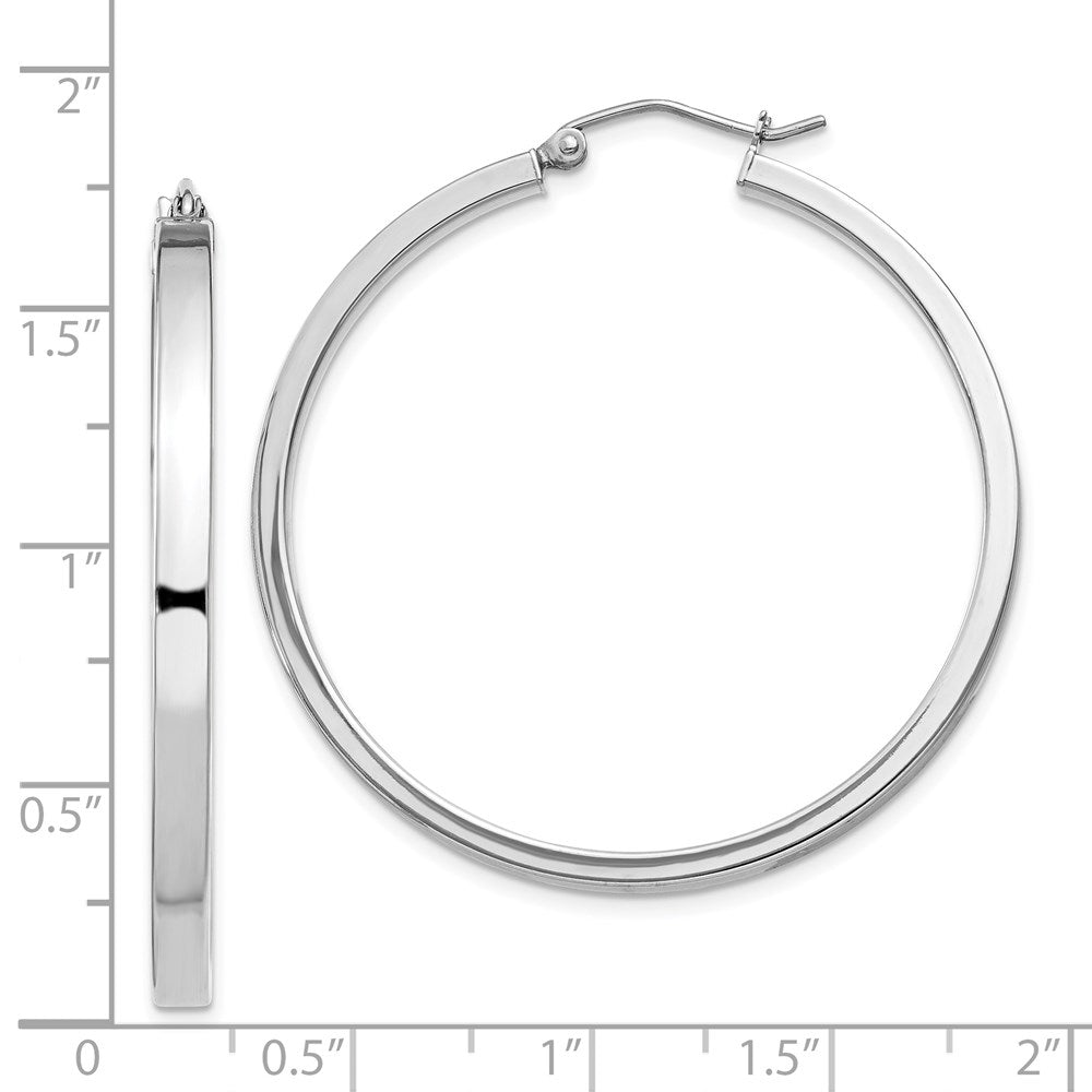 Sterlingsilber Rhodiniert Konkav 3x1x40mm Rectangular Röhre Creolen