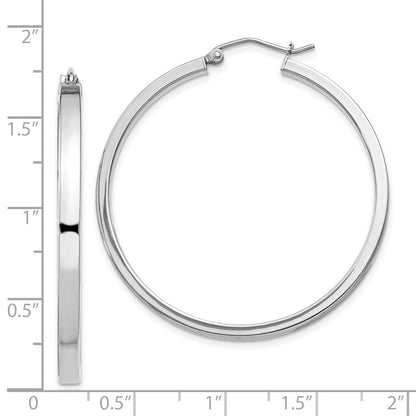 Sterlingsilber Rhodiniert Konkav 3x1x40mm Rectangular Röhre Creolen