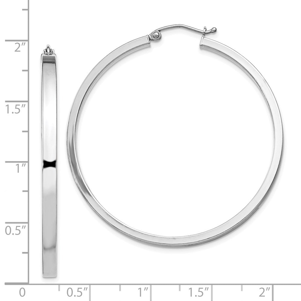 Sterlingsilber Rhodiniert Konkav 3x1x45mm Rectangular Röhre Creolen