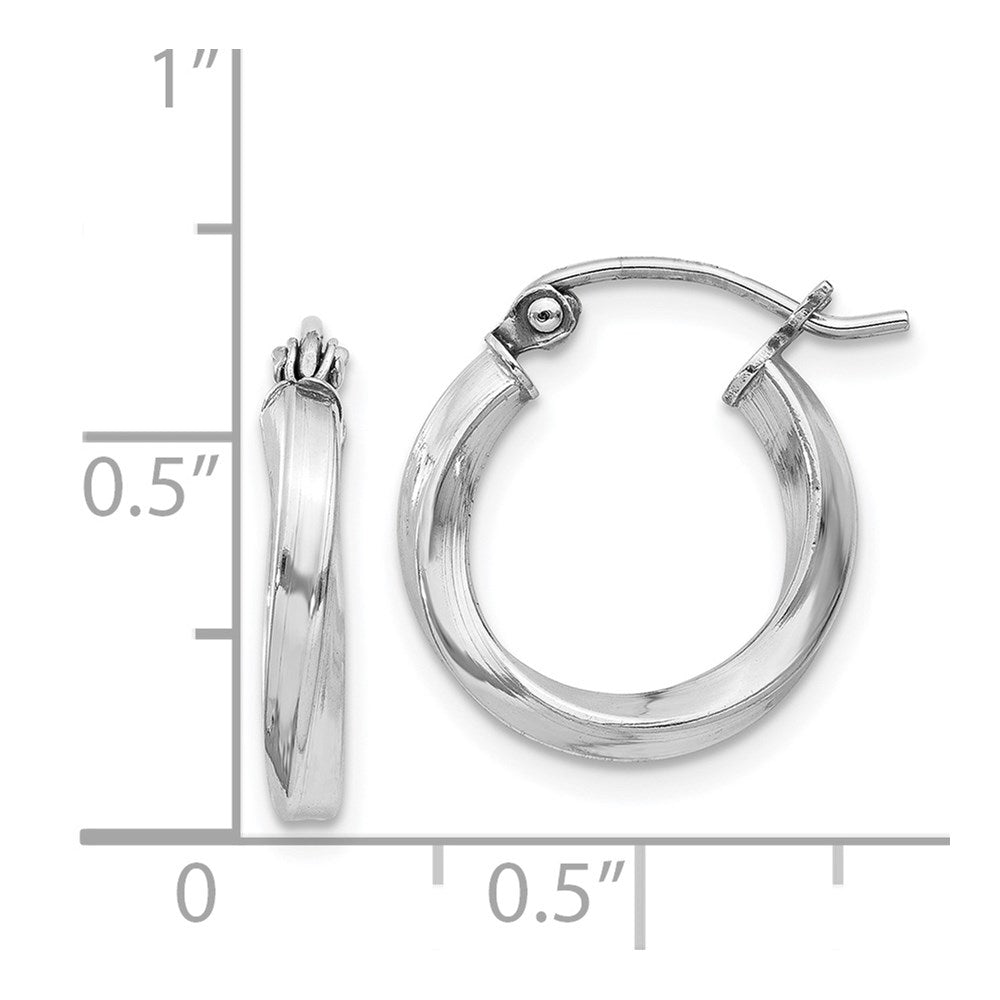 Sterlingsilber Rhodiniert Gedreht 2.5x15mmhoop Ohrringe