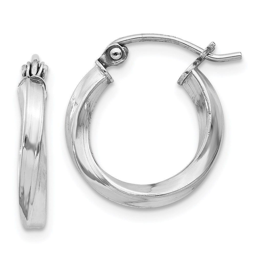 Sterlingsilber Rhodiniert Gedreht 2.5x15mmhoop Ohrringe