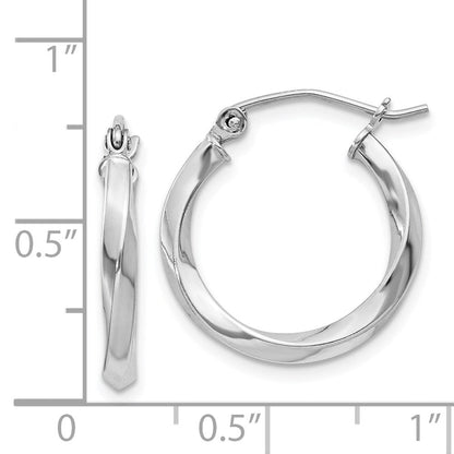 Sterlingsilber Rhodiniert Gedreht 2.5x18mmhoop Ohrringe