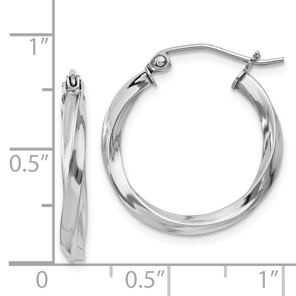 Sterlingsilber Rhodiniert Gedreht 2.5x20mmhoop Ohrringe
