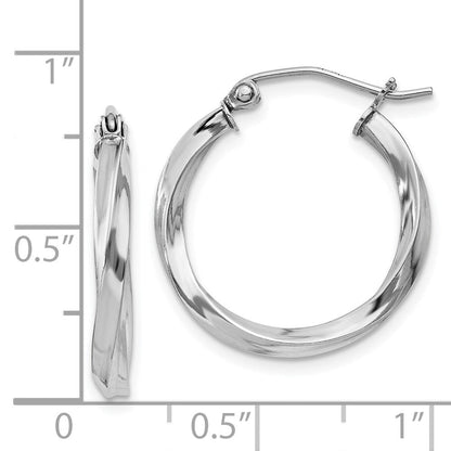 Sterlingsilber Rhodiniert Gedreht 2.5x20mmhoop Ohrringe