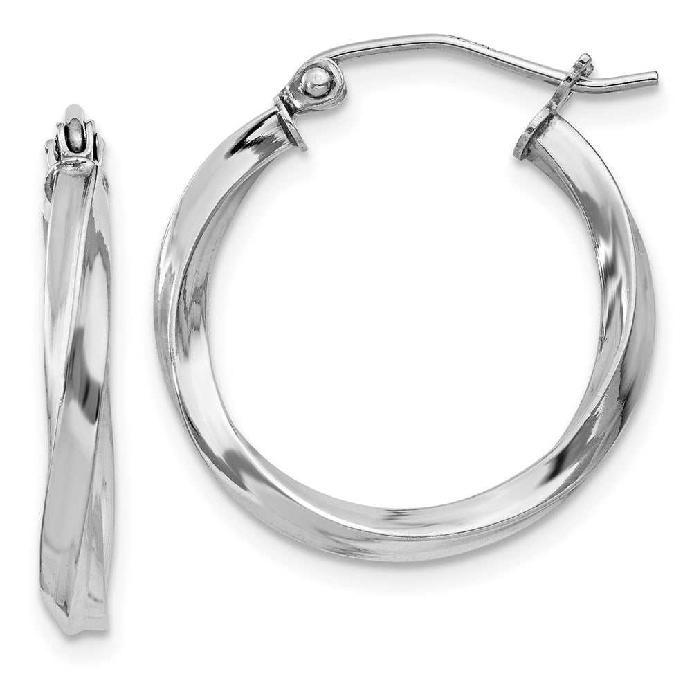 Sterlingsilber Rhodiniert Gedreht 2.5x20mmhoop Ohrringe