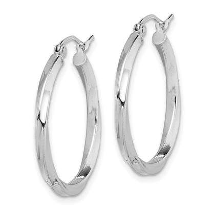 Sterlingsilber Rhodiniert Gedreht 2.5x25mmhoop Ohrringe
