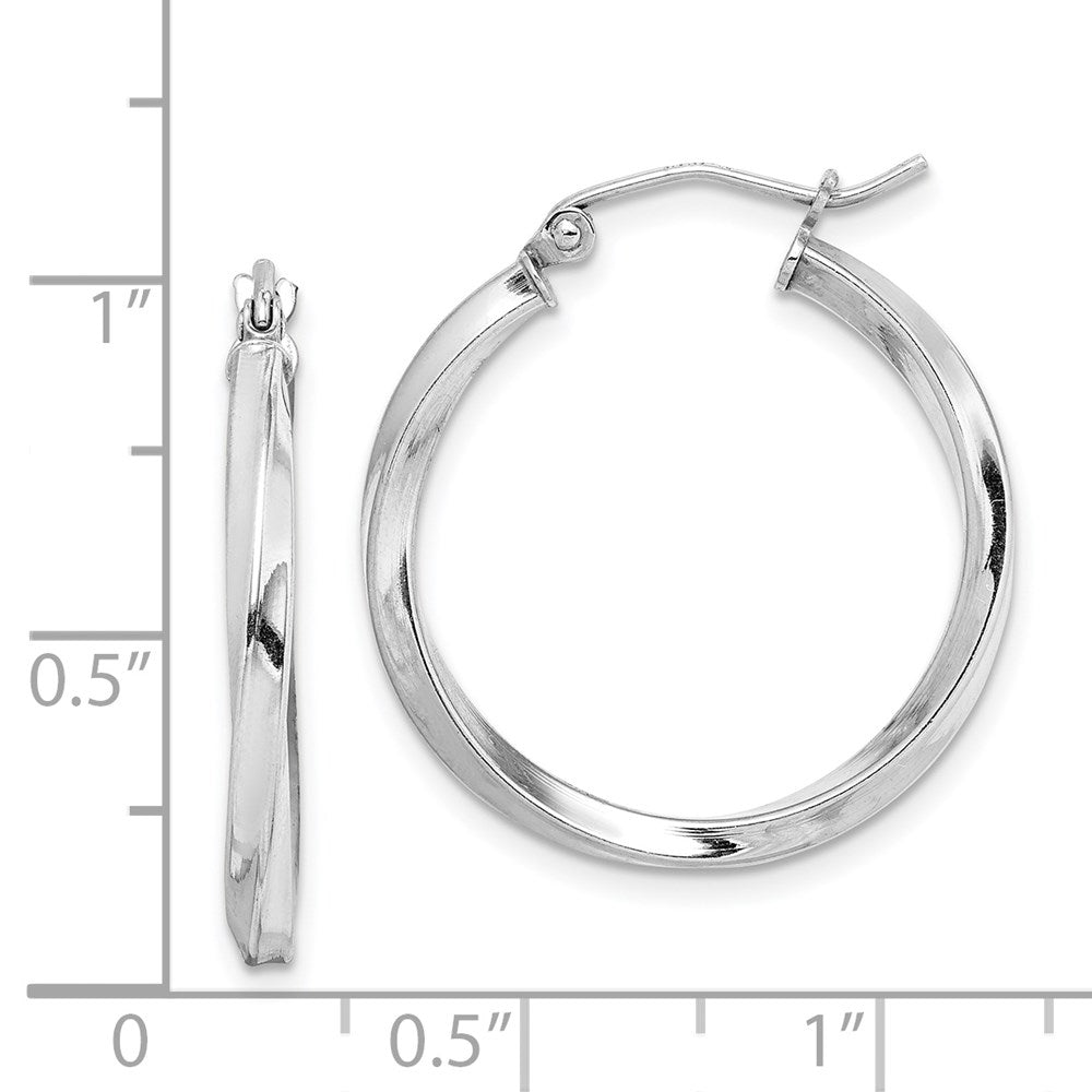 Sterlingsilber Rhodiniert Gedreht 2.5x25mmhoop Ohrringe