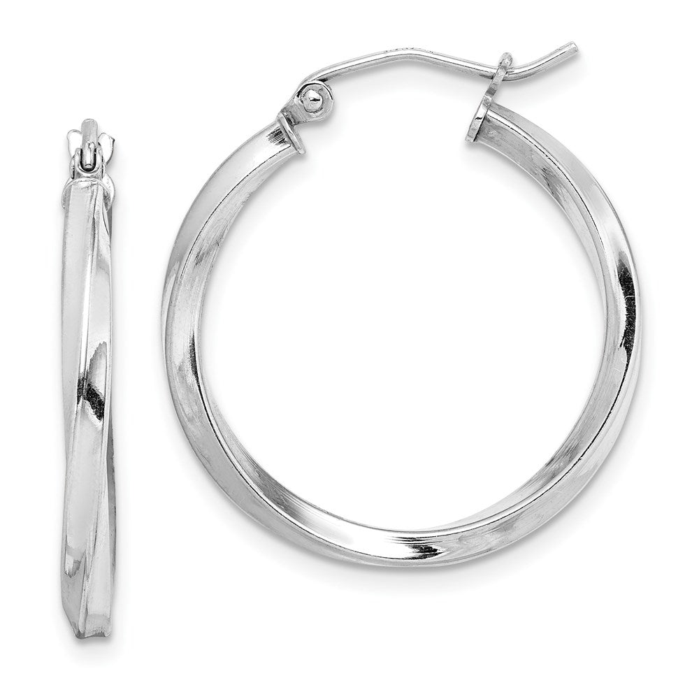 Sterlingsilber Rhodiniert Gedreht 2.5x25mmhoop Ohrringe