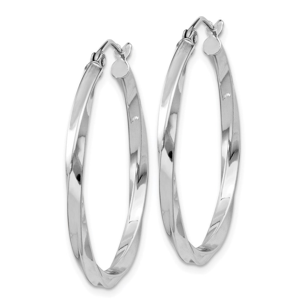 Sterlingsilber Rhodiniert Gedreht 2.5x30mmhoop Ohrringe