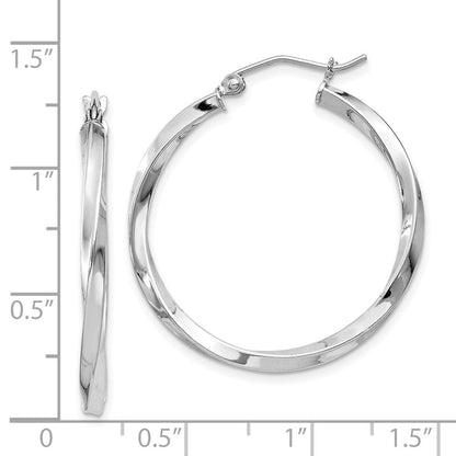 Sterlingsilber Rhodiniert Gedreht 2.5x30mmhoop Ohrringe