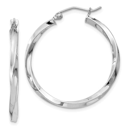 Sterlingsilber Rhodiniert Gedreht 2.5x30mmhoop Ohrringe