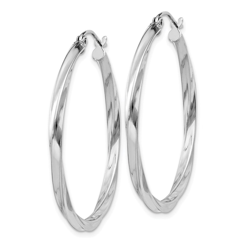 Sterlingsilber Rhodiniert Gedreht 2.5x35mmhoop Ohrringe
