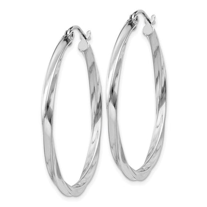 Sterlingsilber Rhodiniert Gedreht 2.5x35mmhoop Ohrringe