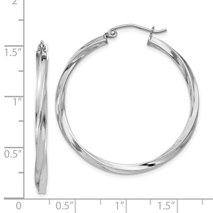 Sterlingsilber Rhodiniert Gedreht 2.5x35mmhoop Ohrringe