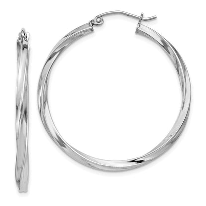 Sterlingsilber Rhodiniert Gedreht 2.5x35mmhoop Ohrringe