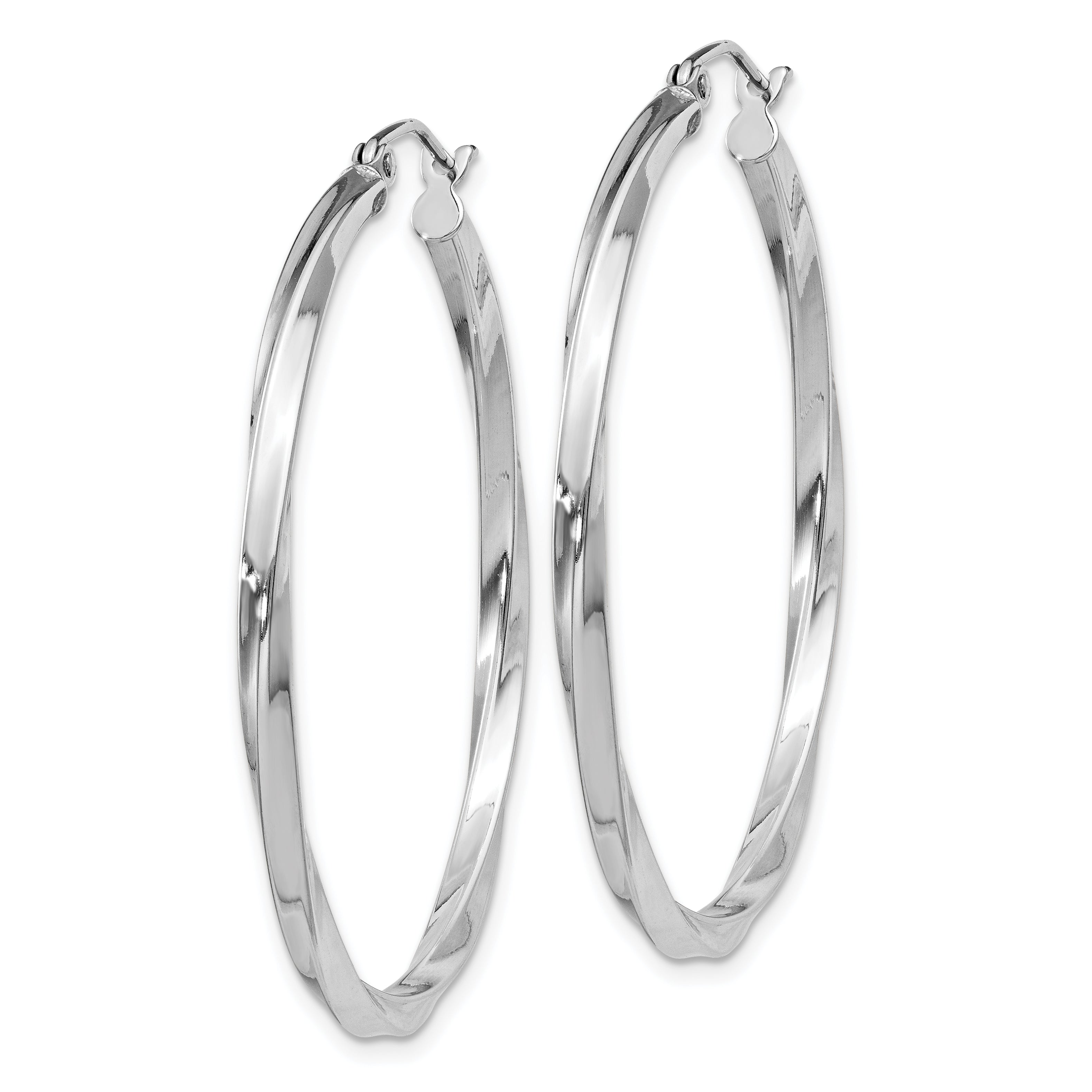 Sterlingsilber Rhodiniert Gedreht 2.5x40mmhoop Ohrringe