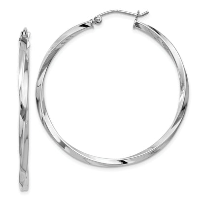 Sterlingsilber Rhodiniert Gedreht 2.5x40mmhoop Ohrringe