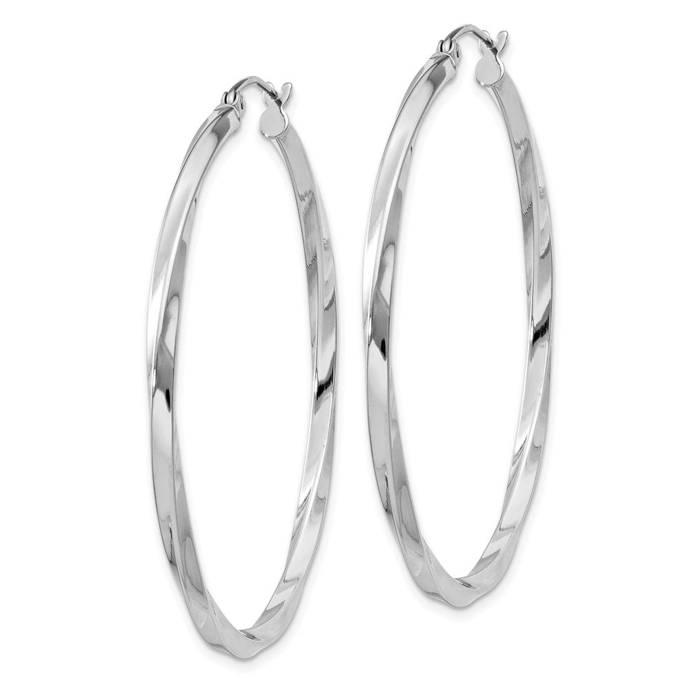 Sterlingsilber Rhodiniert Gedreht 2.5x45mmhoop Ohrringe