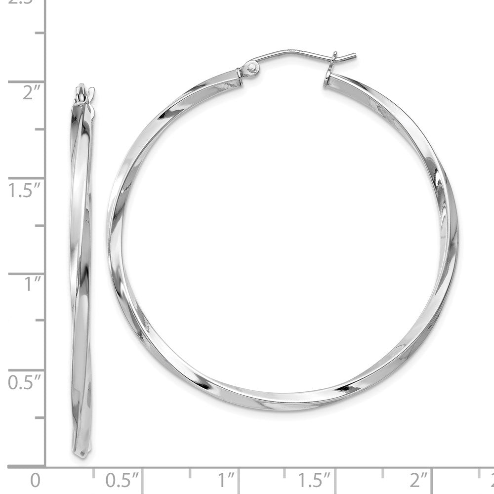 Sterlingsilber Rhodiniert Gedreht 2.5x45mmhoop Ohrringe