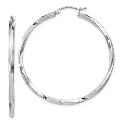 Sterlingsilber Rhodiniert Gedreht 2.5x45mmhoop Ohrringe
