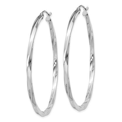 Sterlingsilber Rhodiniert Gedreht 2.5x50mmhoop Ohrringe