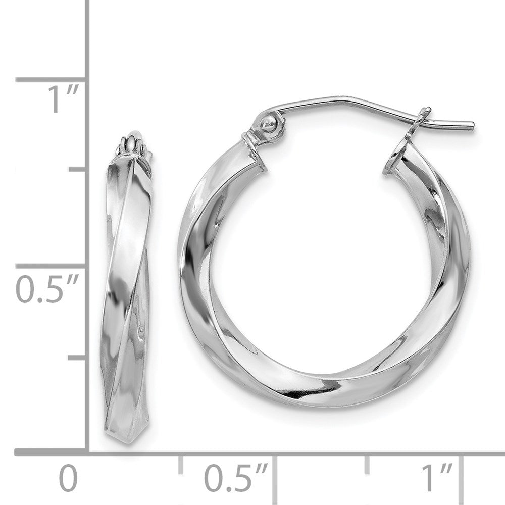 Sterlingsilber Rhodiniert 3x20mmtwisted Creolen