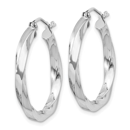 Sterlingsilber Rhodiniert 3x25mmtwisted Creolen