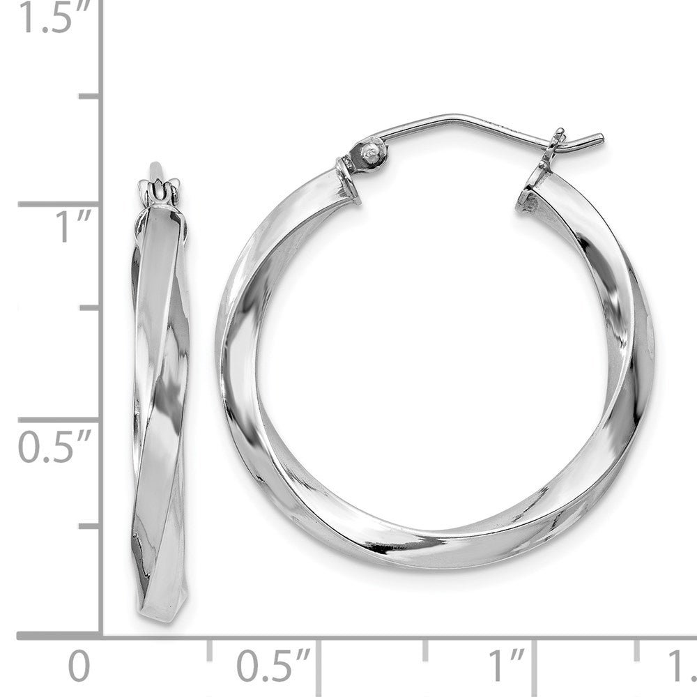Sterlingsilber Rhodiniert 3x25mmtwisted Creolen