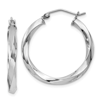 Sterlingsilber Rhodiniert 3x25mmtwisted Creolen