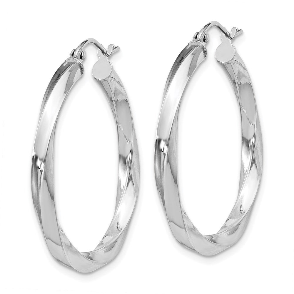 Sterlingsilber Rhodiniert 3x30mmtwisted Creolen