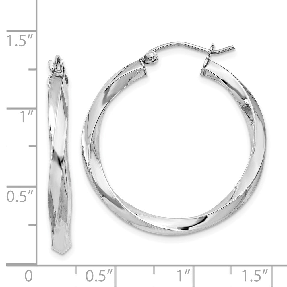 Sterlingsilber Rhodiniert 3x30mmtwisted Creolen