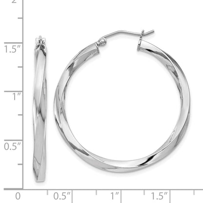 Sterlingsilber Rhodiniert 3x35mmtwisted Creolen