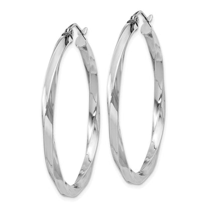 Sterlingsilber Rhodiniert 3x40mmtwisted Creolen
