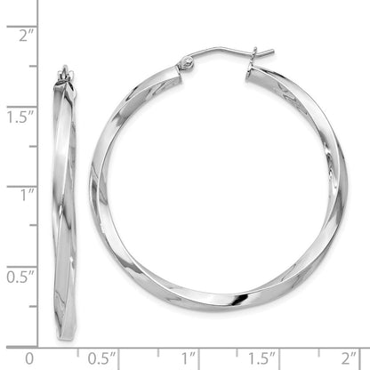 Sterlingsilber Rhodiniert 3x40mmtwisted Creolen