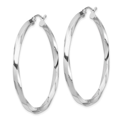 Sterlingsilber Rhodiniert 3x45mmtwisted Creolen