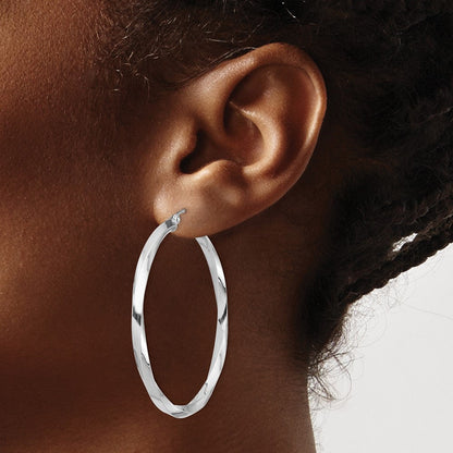 Sterlingsilber Rhodiniert 3x45mmtwisted Creolen