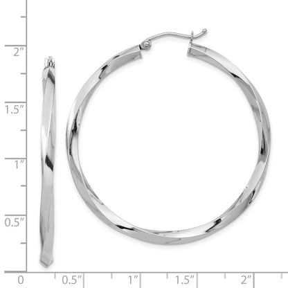 Sterlingsilber Rhodiniert 3x45mmtwisted Creolen