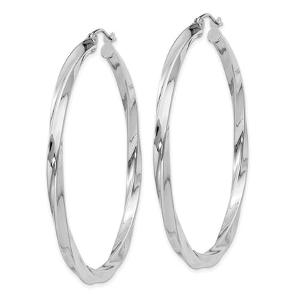 Sterlingsilber Rhodiniert 3x50mmtwisted Creolen