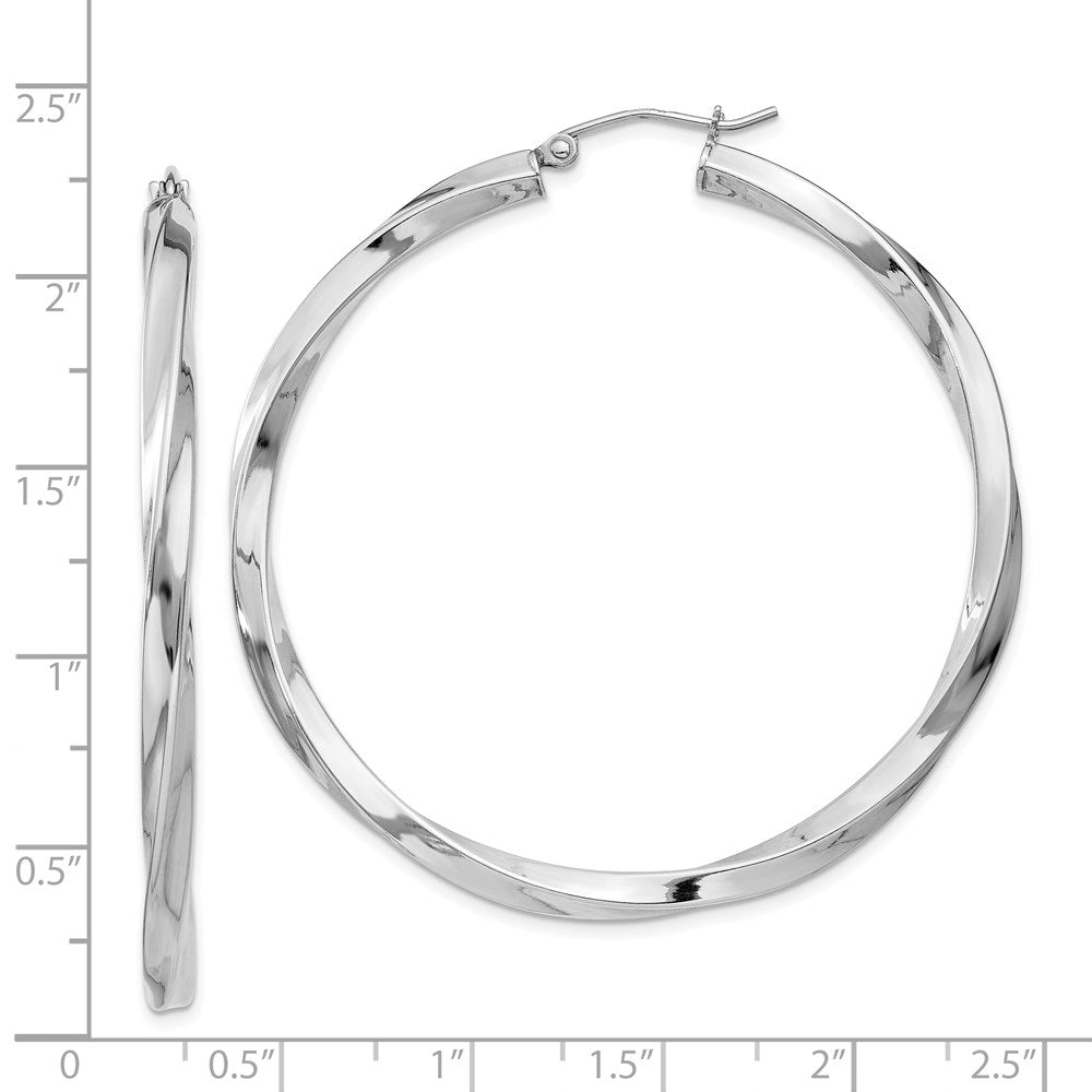Sterlingsilber Rhodiniert 3x50mmtwisted Creolen