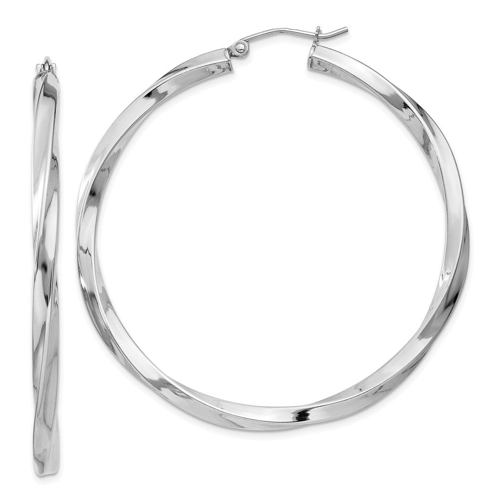 Sterlingsilber Rhodiniert 3x50mmtwisted Creolen