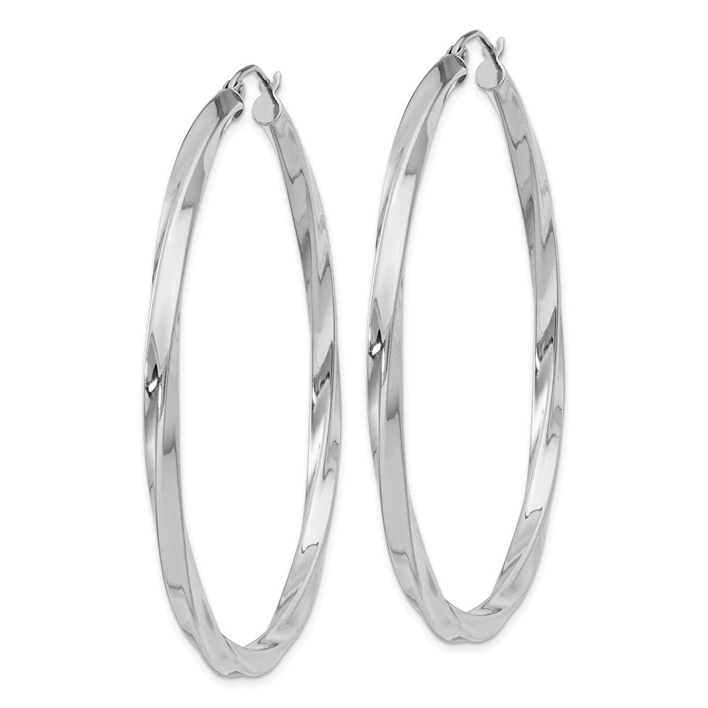 Sterlingsilber Rhodiniert 3x55mmtwisted Creolen