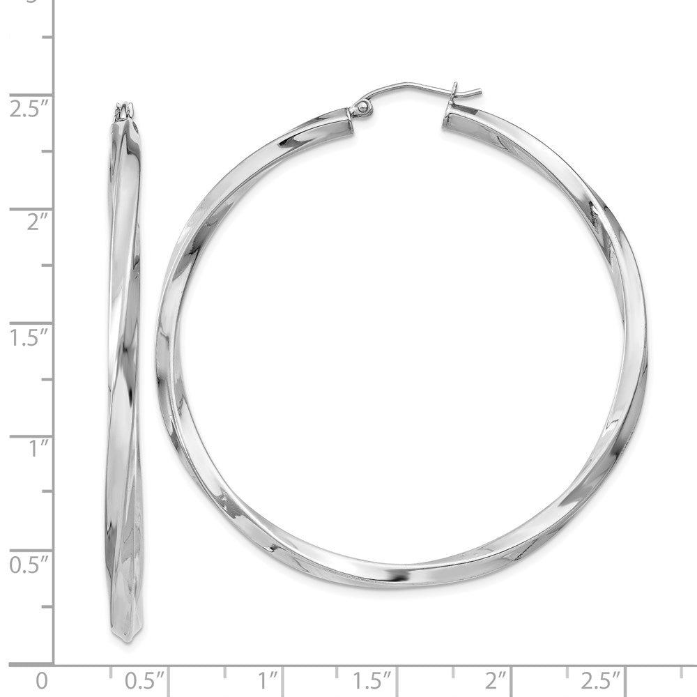 Sterlingsilber Rhodiniert 3x55mmtwisted Creolen