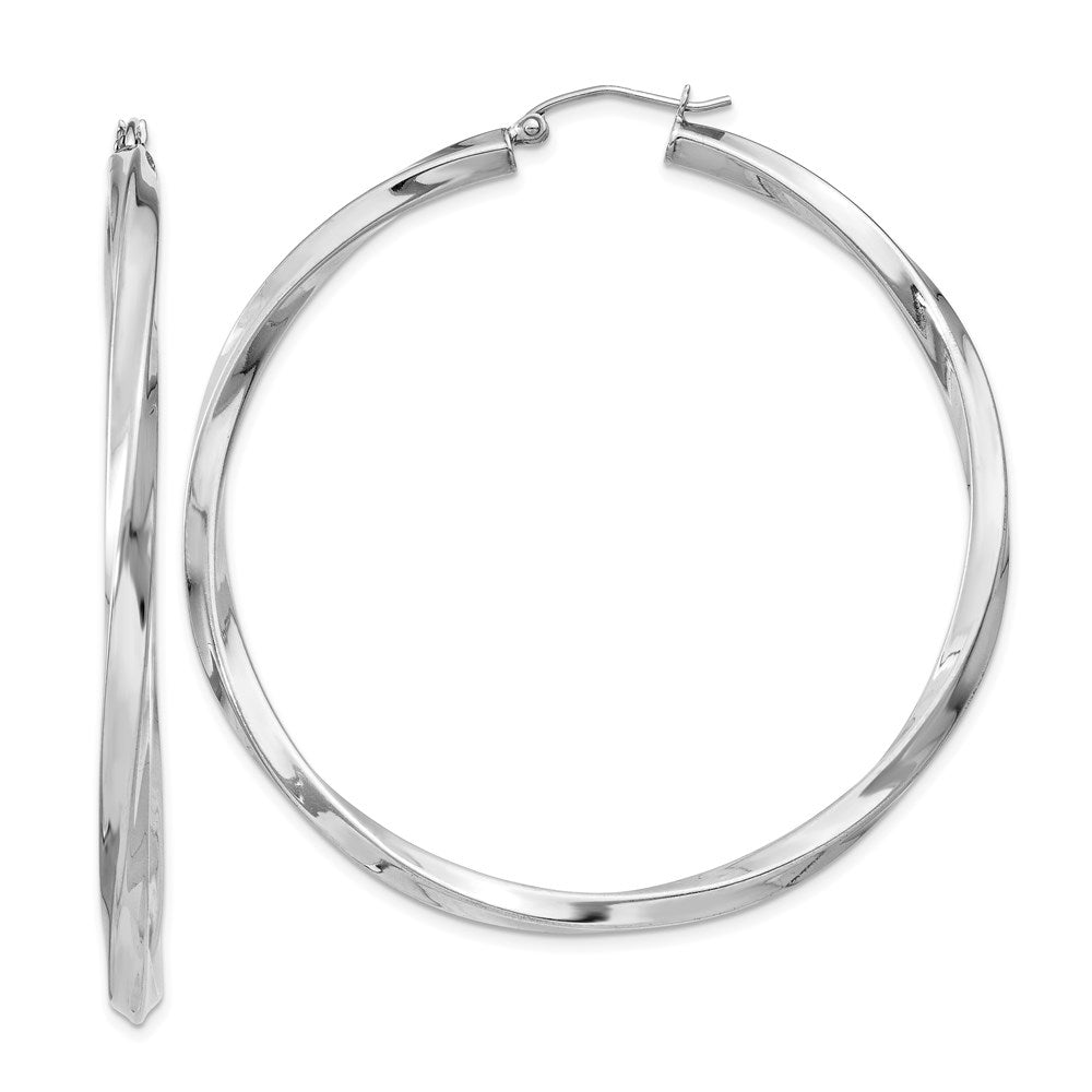Sterlingsilber Rhodiniert 3x55mmtwisted Creolen