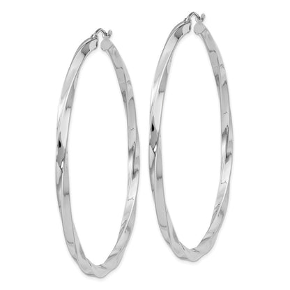 Sterlingsilber Rhodiniert 3x60mmtwisted Creolen