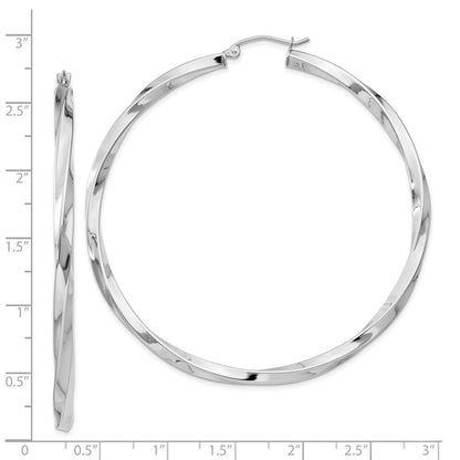 Sterlingsilber Rhodiniert 3x60mmtwisted Creolen